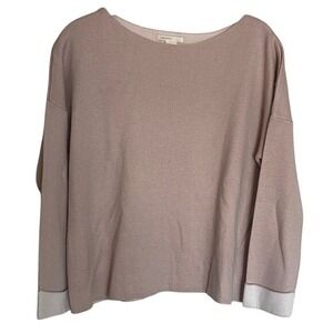 HM Basic Basique Pink Boxy‎ Knit Sweater Boat Neck Cuffed Sleeve Medium